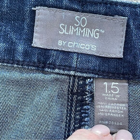 Chico’s So Slimming Dark Wash Straight Leg Jeans, Size 10 - Picture 2 of 8